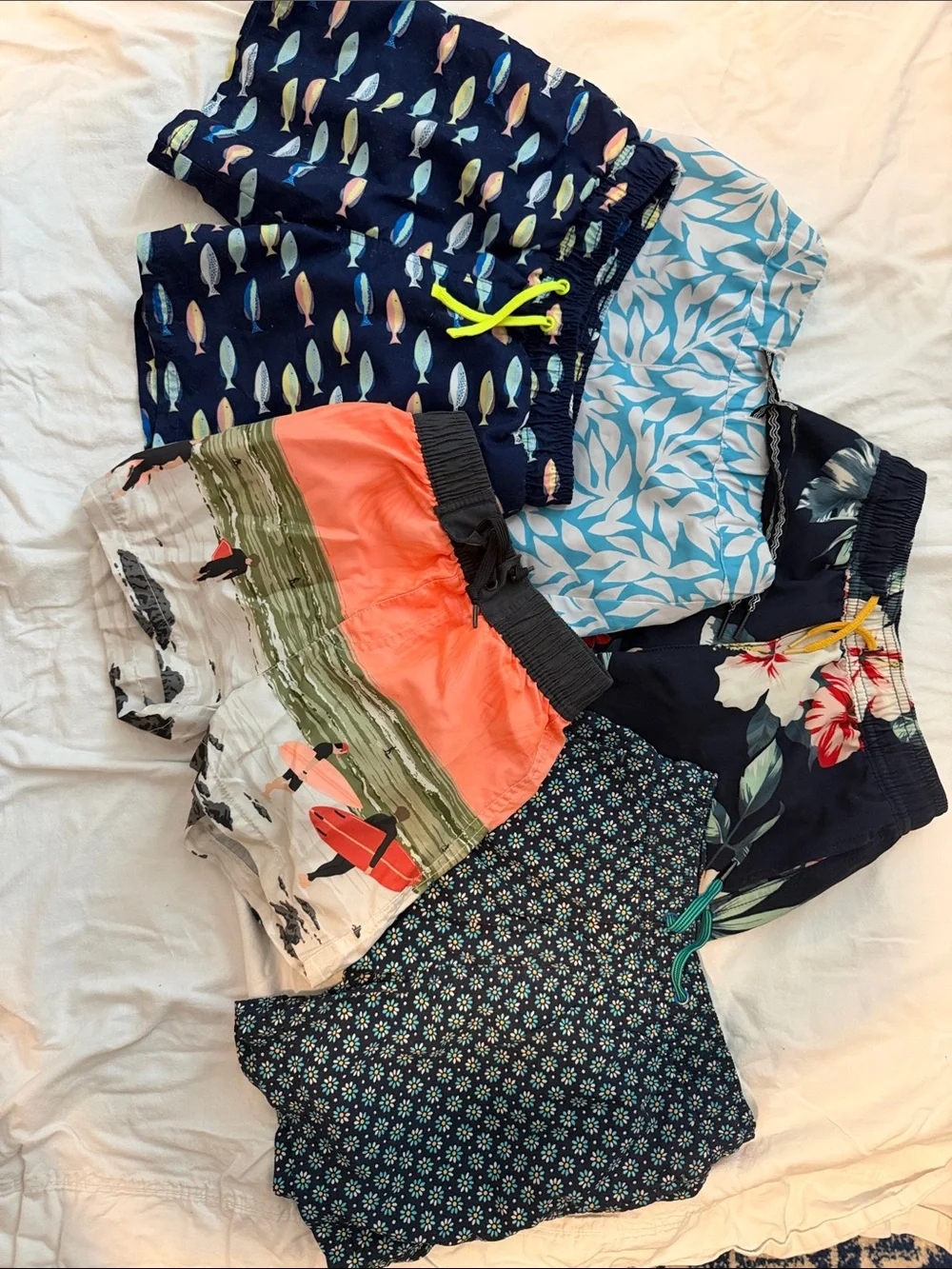 J. Crew Kids Swim Trunks - Navy, Light Blue, Coral, White, Green